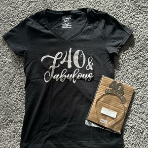 Fabulous and 40 black shirt/headband